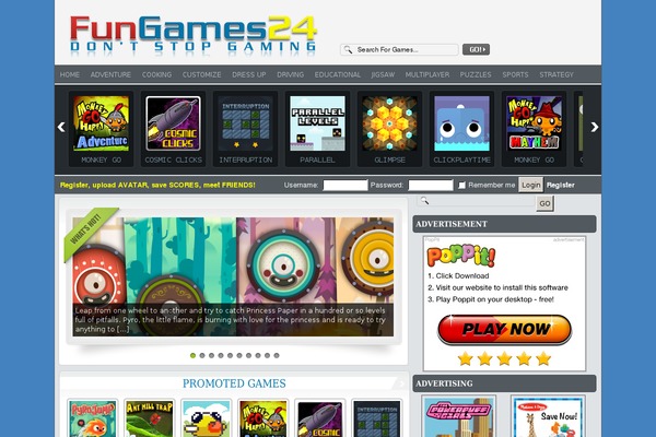 FunGames theme site design template sample