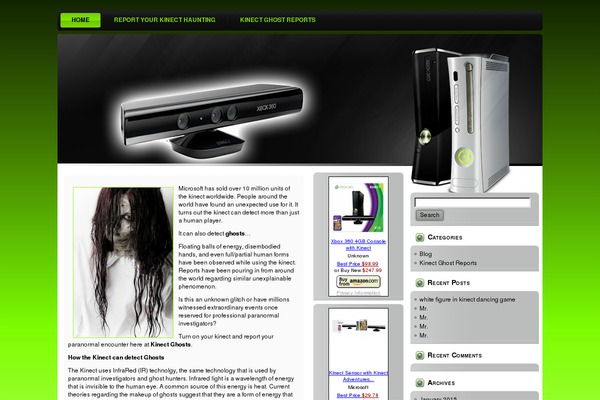 kinectghosts.com site used Xbox_theme