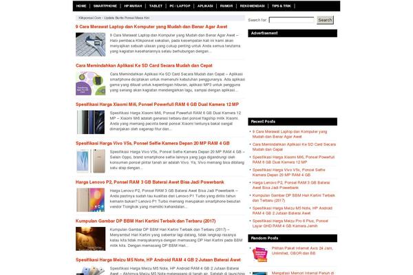 klikponsel.com site used Nyeo-theme