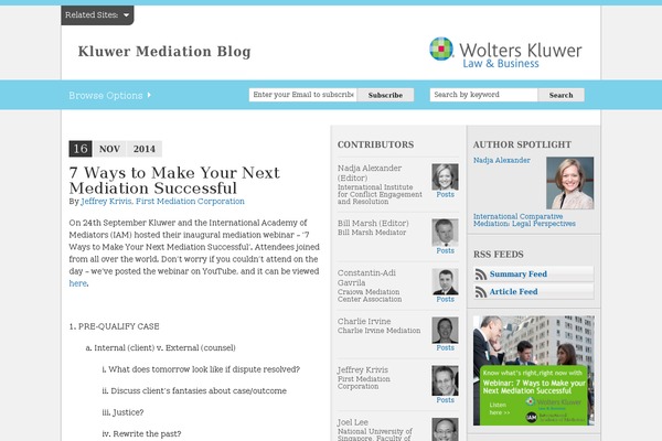 kluwermediationblog.com site used Breaking News