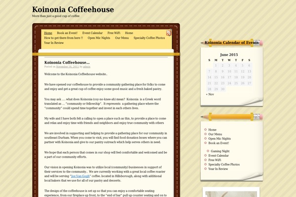 koinoniacoffeehouse.com site used LeatherNote