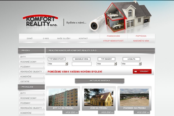 komfort-reality.cz site used Pozemky