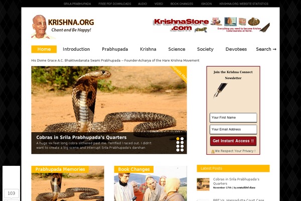 krishna.org site used Gonzo_1.9.7
