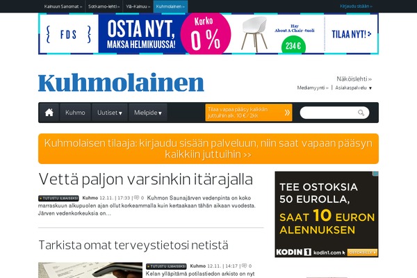 kuhmolainen.fi site used Hilla-theme