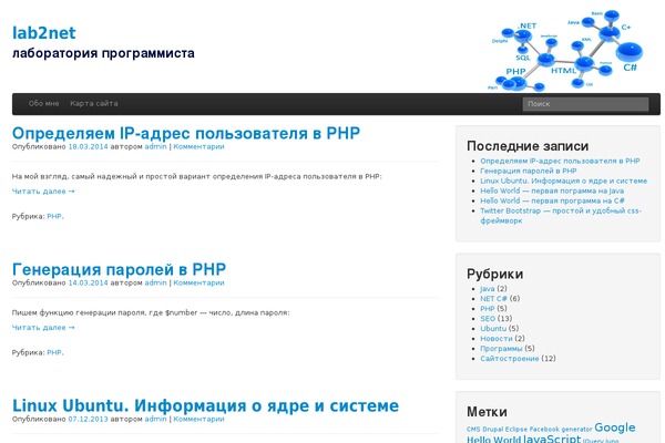 lab2net.ru site used The Bootstrap