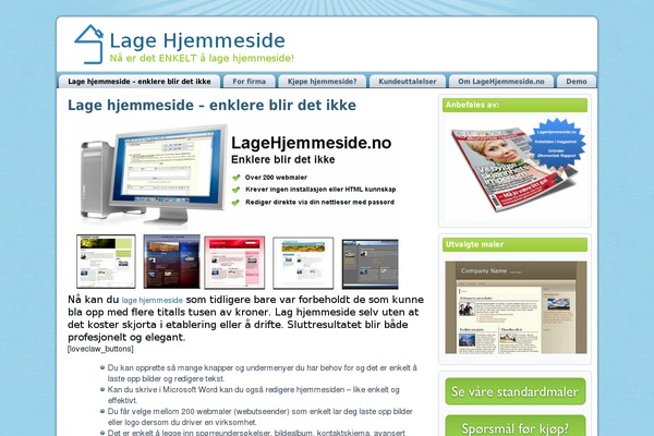 lagehjemmeside.no site used Lagehjemmesidepro