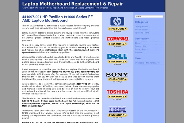 laptopmotherboard.net site used Prosense Blue