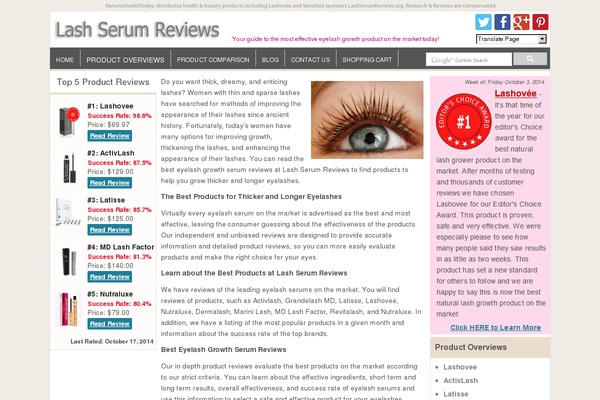 lashserumreviews.org site used Lsr.org