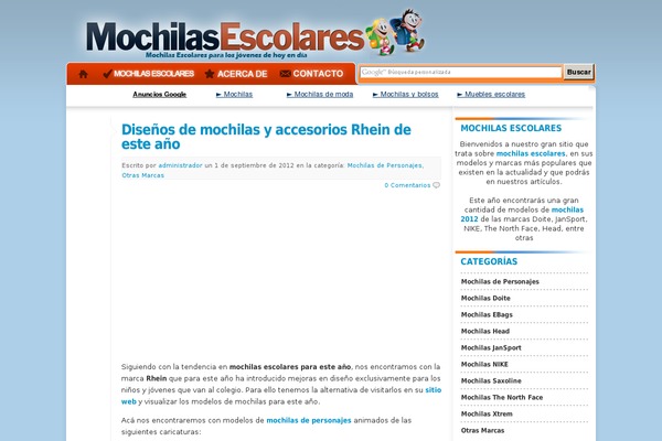 lasmochilasescolares.com site used Miniblogs