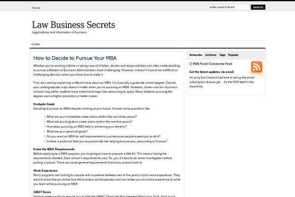 lawbusinesssecrets.com site used Wp Clear Basic