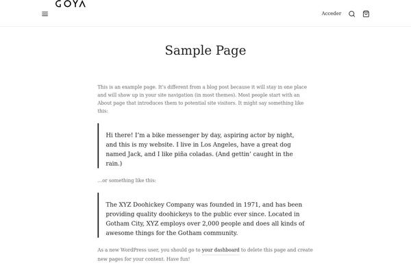 Goya theme site design template sample