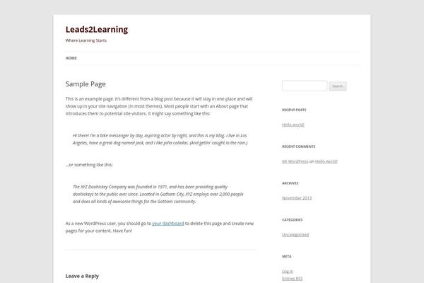 Twenty Twelve theme site design template sample
