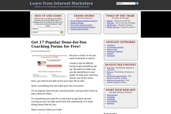 learnfrominternetmarketers.com site used Im
