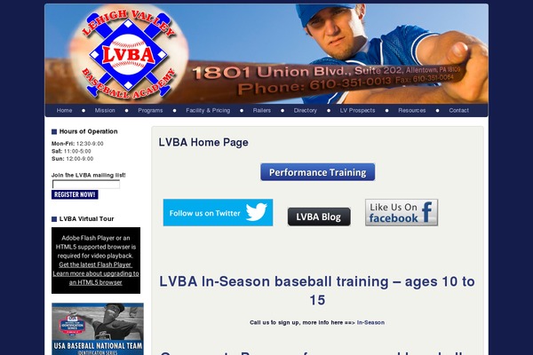 lehighvalleybaseballacademy.com site used Lvba