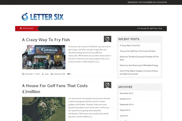 lettersix.com site used Backstreet-blog-magazine-theme