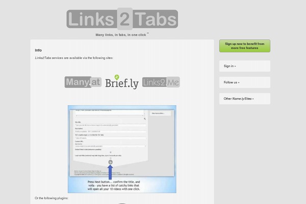 links2tabs.com site used Brieflyrootpro