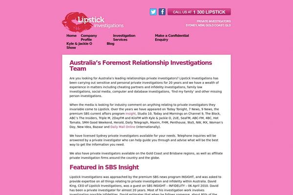 lipstickinvestigations.com.au site used Lipstick