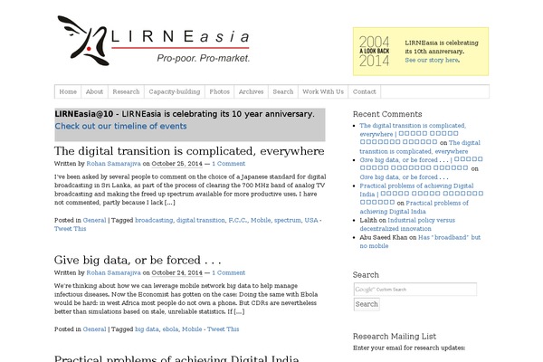 lirneasia.net site used Lirne-theme