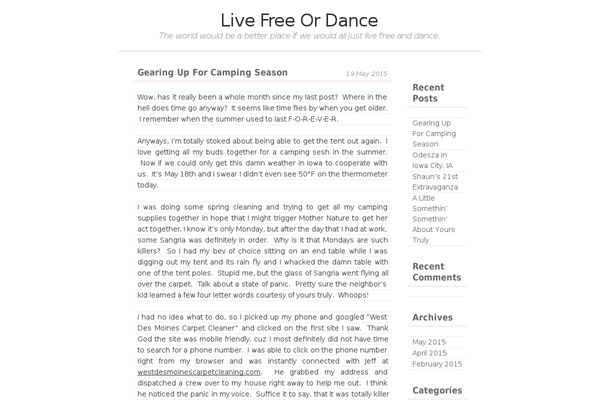 livefreeordance.com site used Dear Diary
