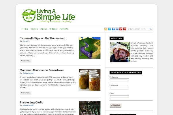 livingasimplelife.com site used Wp-ellie-prem