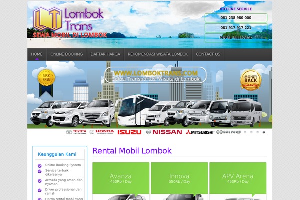 lomboktrans.com site used Rental-mobil