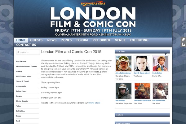 londonfilmandcomiccon.com site used Showmasters