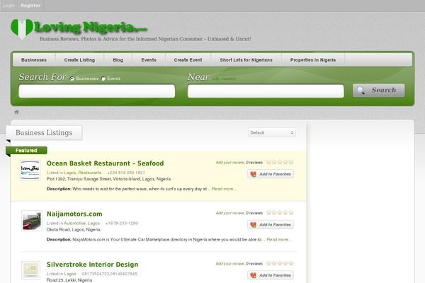 Vantage theme site design template sample