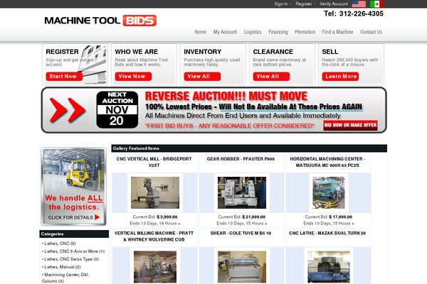 machinetoolbids.com site used Machinery