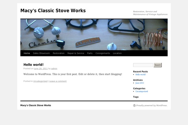 macysclassicstoveworks.net site used Twenty Ten