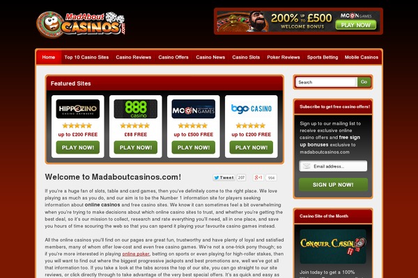 madaboutcasinos.com site used Zentrl