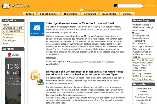 mailhilfe.de site used Mailhilfe