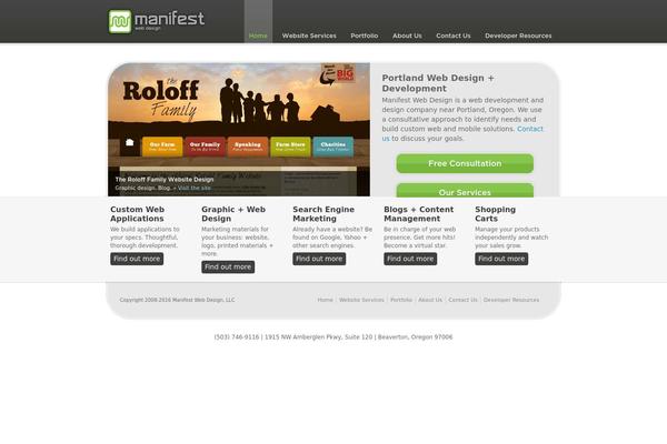 Manifest theme site design template sample