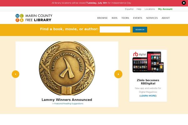 marinlibrary.org site used Bibliocommons