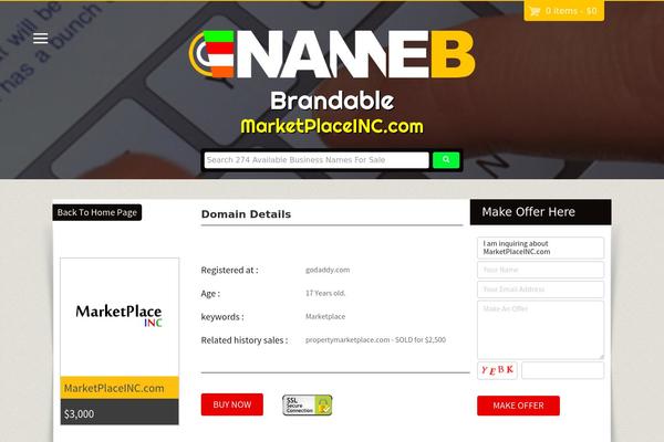 marketplaceinc.com site used Nameb