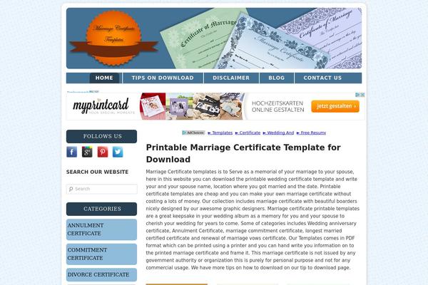 marriagecertificatetemplate.com site used Certificate