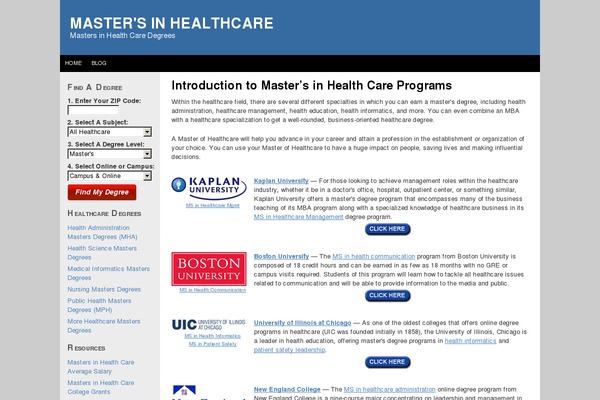 mastersinhealthcare.org site used Overly-enthusiastic