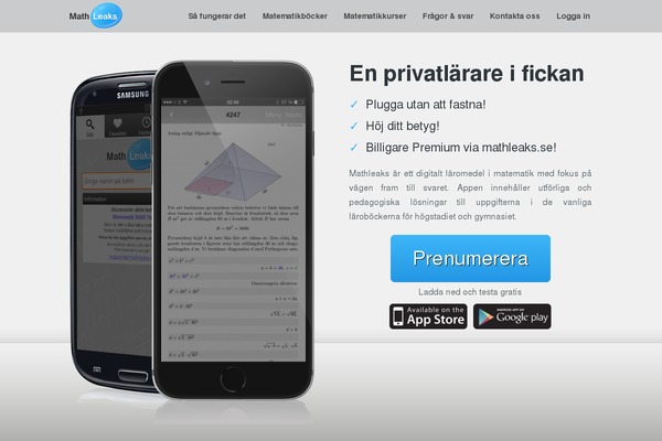 mathleaks.se site used Mathleaks