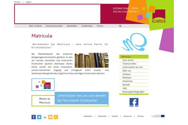 matricula-online.eu site used Icarus-theme