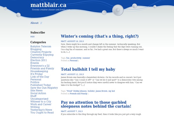 mattblair.ca site used Modern Blue Style