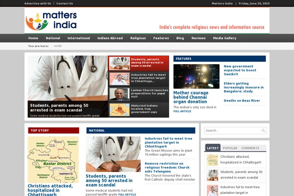 mattersindia.com site used Unos Magazine Vu