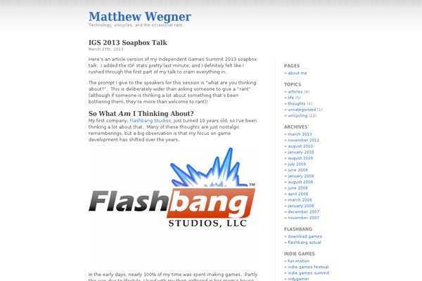 matthewwegner.com site used Matthew
