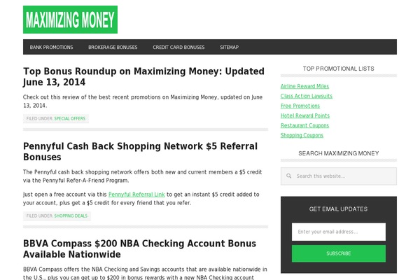 maximizingmoney.com site used Monochrome-new
