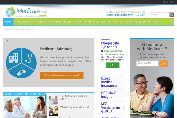 Medicare website example screenshot