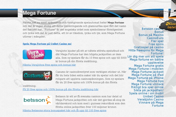 mega-fortune.nu site used Tuto