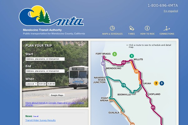 mendocinotransit.org site used Mendocino