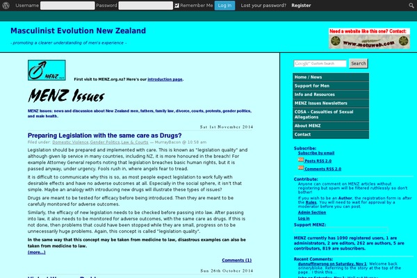 menz.org.nz site used Menz