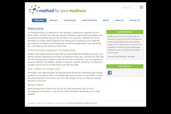 methodforyourmadness.com site used Cudazi-cms