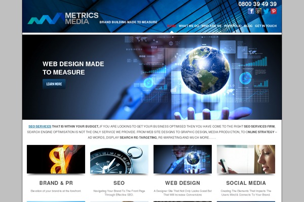 Metrics theme site design template sample