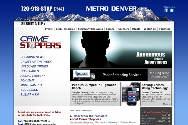 metro-denvercrimestoppers.com site used Crimestoppers