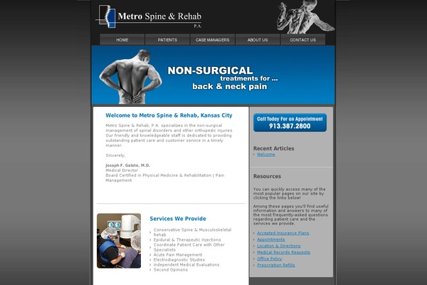 metrospine.com site used Metrospine